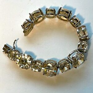Headlight Bling Sterling Silver Clear Faceted Stones Link Bracelet